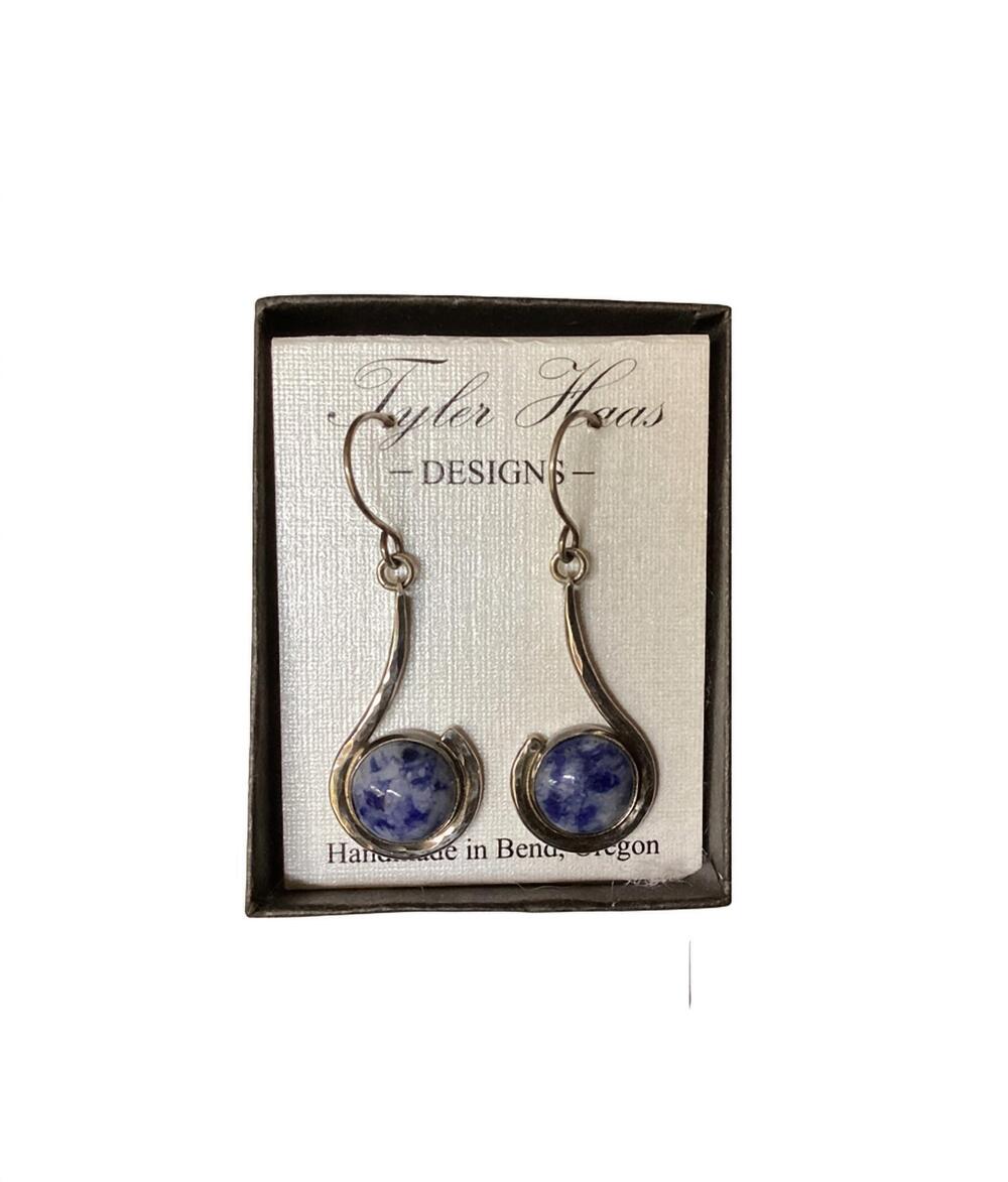 NEW TYLER HAAS women's silver-tone drop dangle earrings in sodalite